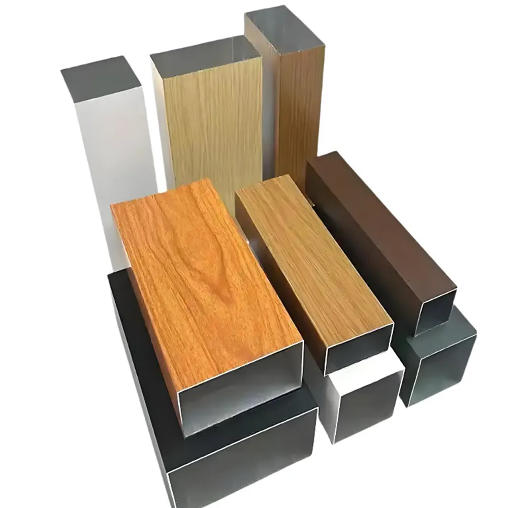 Perfiles de extrusión de aluminio con acabado de veta de madera de múltiples especificaciones para muros cortina</trp-post-cont...