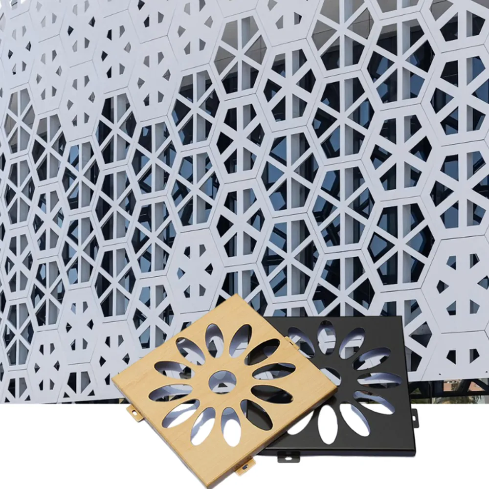 Panel Fasad Aluminium Berongga Berukir Bentuk Heksagonal - Aluminium...